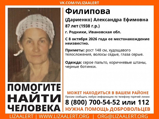 Отряд «ЛизаАлерт» прошёл десятки километров в поисках 87‑летней жительницы Родников